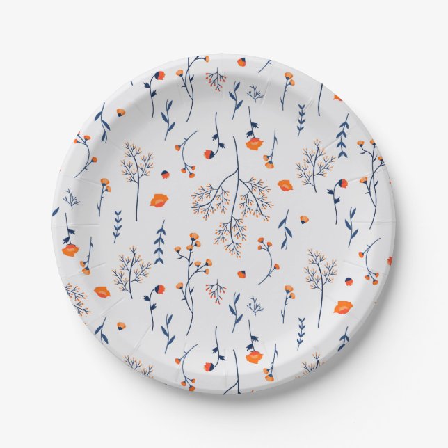  wildflower floral pattern baby in bloon paper plates (Front)