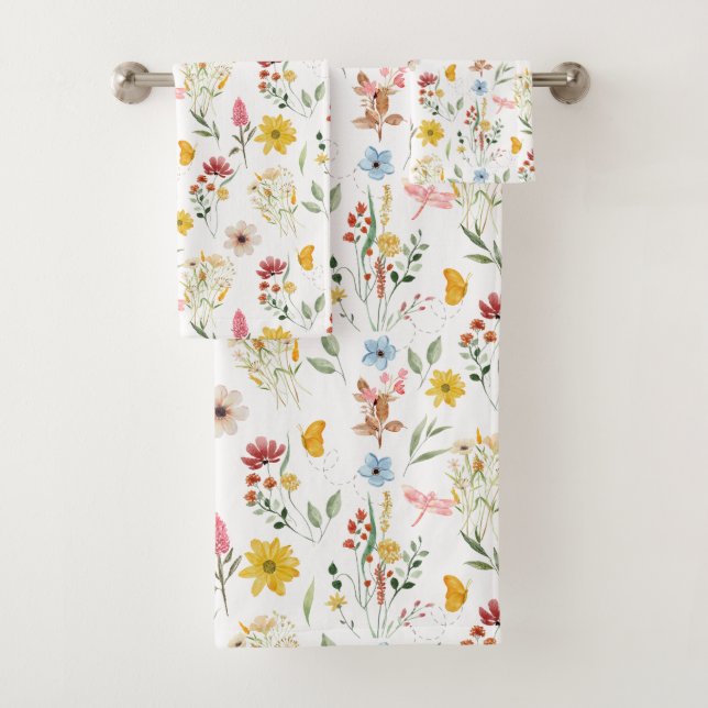 Wildflower Floral Pattern  Bath Towel Set (Insitu)