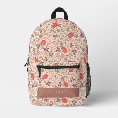 Wildflower Floral Pattern Pink  Purple Printed Backpack