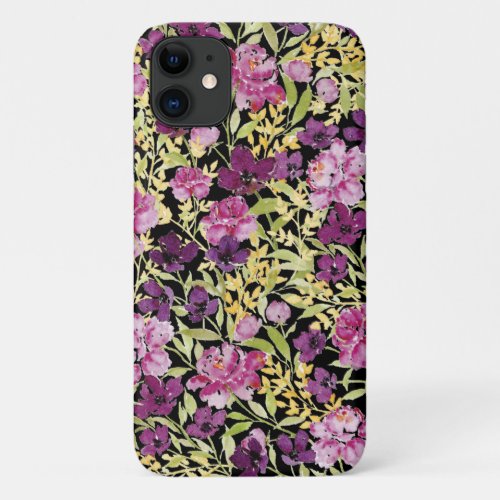 Wildflower floral peony purple poppy iPhone case