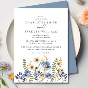 Wildflower Floral Periwinkle Wedding Invitation