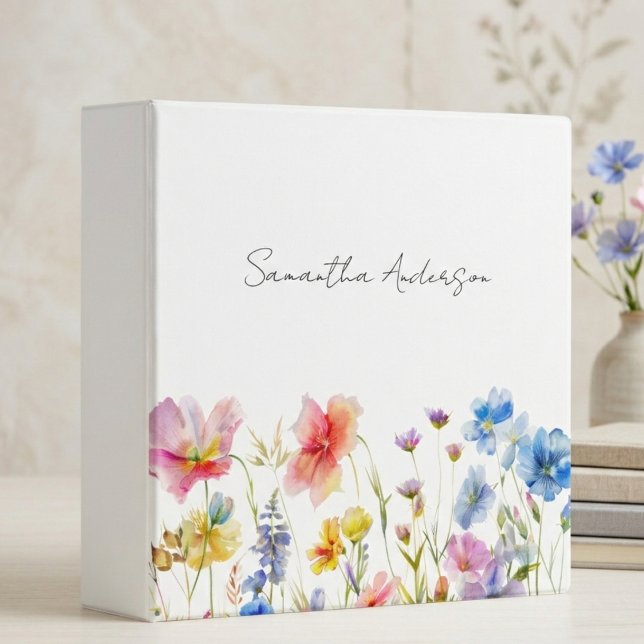 Wildflower Floral Personalized 3 Ring Binder (Creator Uploaded)