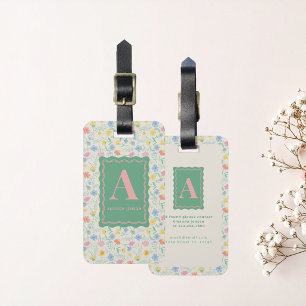 Wildflower Floral Personalized Initial and Name Luggage Tag