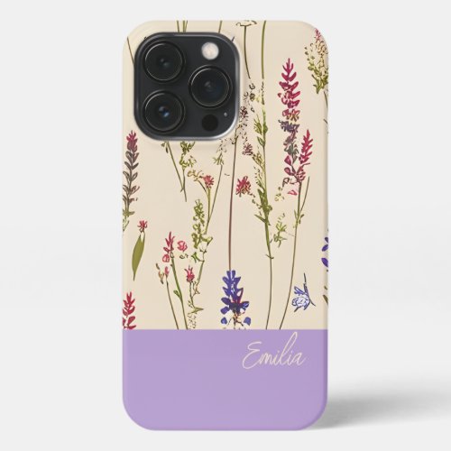 Wildflower Floral Personalized iPhone 13 Pro Case