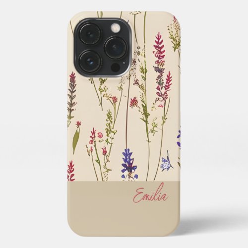 Wildflower Floral Personalized iPhone 13 Pro Case