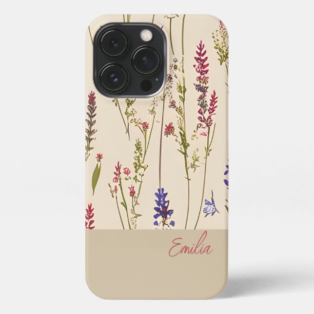 Wildflower Floral Personalized iPhone Case (Back)