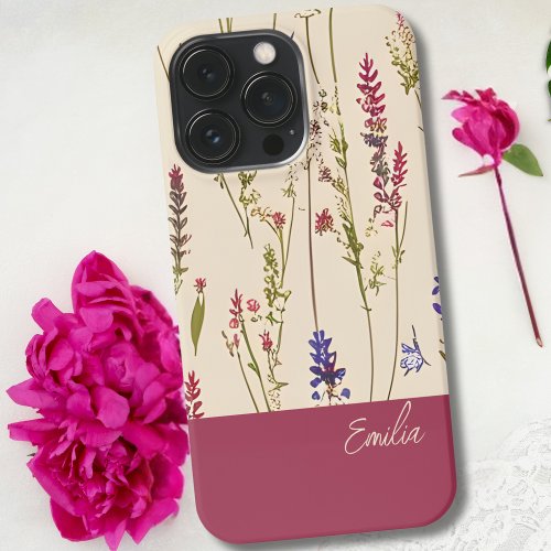 Wildflower Floral Personalized iPhone 13 Pro Case