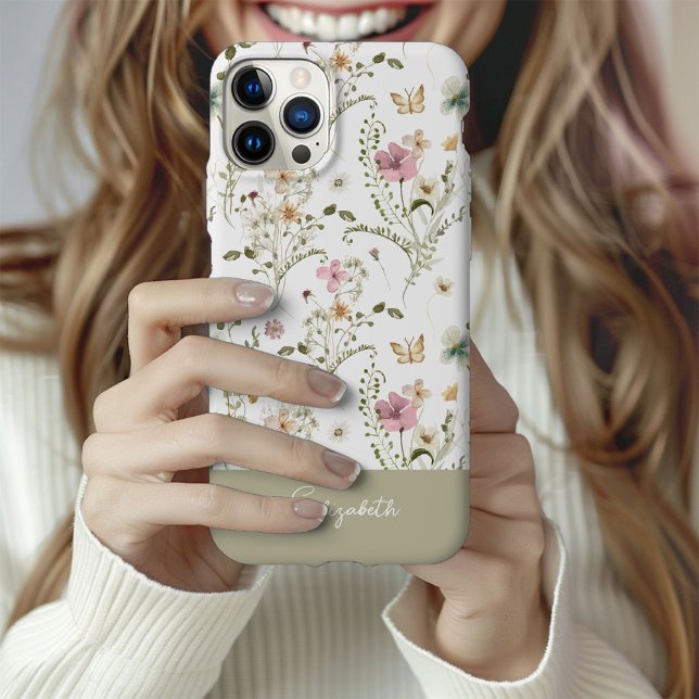 Wildflower Floral Personalized Name Case-Mate iPhone Case (Creator Uploaded)