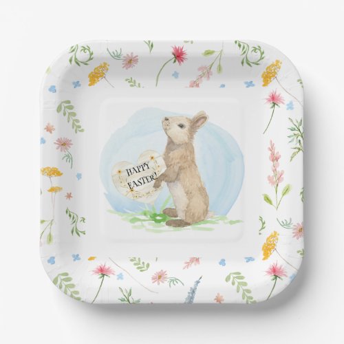 Wildflower Floral Peter Rabbit Easter Watercolor Paper Plates