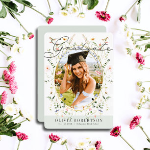 Wildflower Floral Photo Graduation Announcement