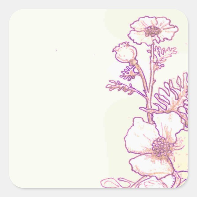 Wildflower Floral Poppy flower sketch  Stickers (Front)