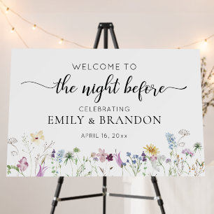 Wildflower Floral Rehearsal Dinner Wedding Welcome Foam Board