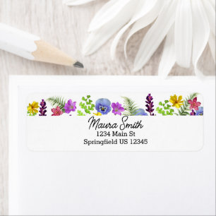 Wildflower floral return address labels
