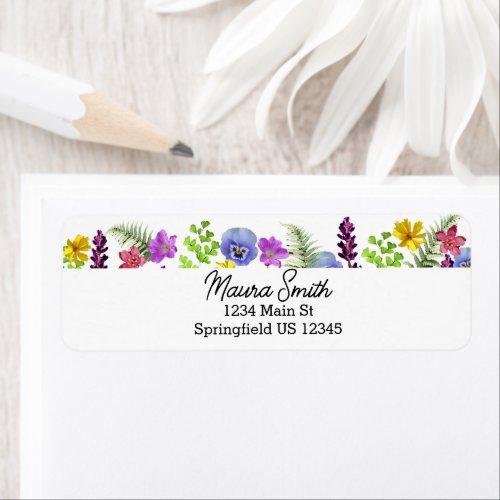 Wildflower floral return address labels