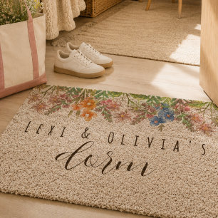 Wildflower Floral Roommate Dorm Fiber Doormat