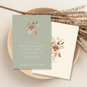 Wildflower Floral Sage Watercolor Bridal Shower Invitation