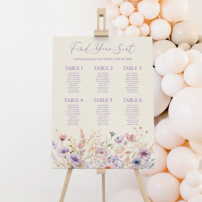 Wildflower Floral Small Wedding Seating Chart Foam Board (Creator Uploaded)