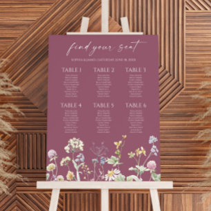 Wildflower Floral Small Wedding Seating Chart Foam Board