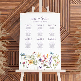Wildflower Floral Small Wedding Seating Chart Foam Board
