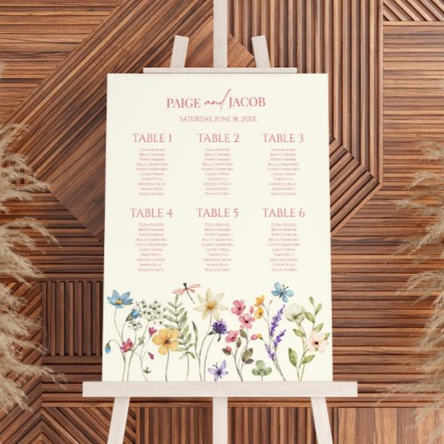 Wildflower Floral Small Wedding Seating Chart Foam Board