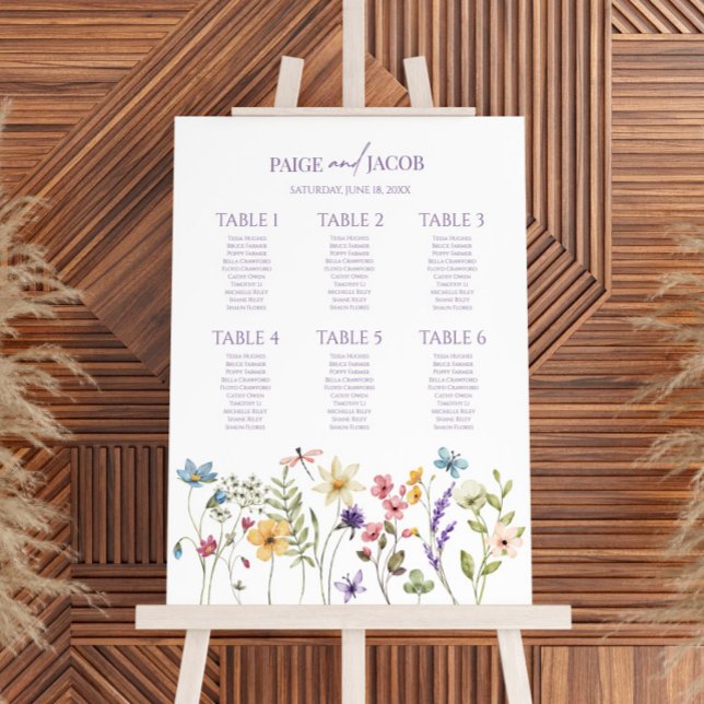 Wildflower Floral Small Wedding Seating Chart Foam Board (Creator Uploaded)