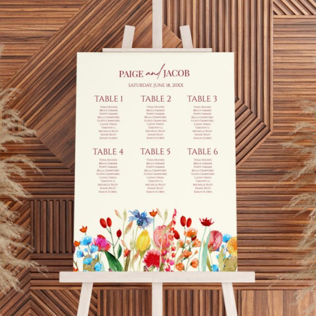 Wildflower Floral Small Wedding Seating Chart Foam Board (Creator Uploaded)