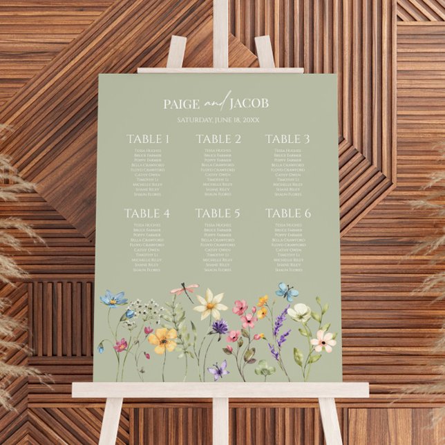 Wildflower Floral Small Wedding Seating Chart Foam Board (Creator Uploaded)