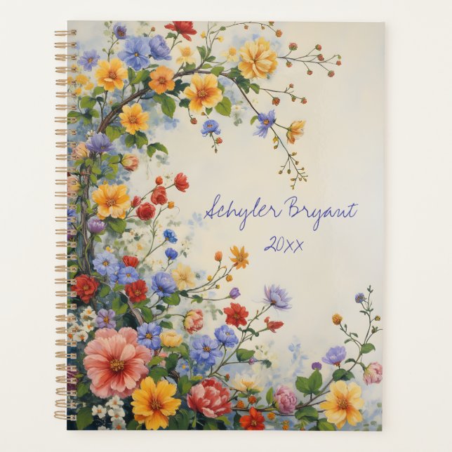 Wildflower Floral Spiral-bound Botanical Planner (Front)
