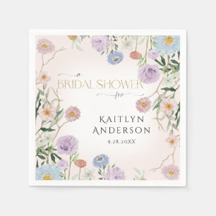 Wildflower Floral Spring Blush Pink Bridal Shower Napkins