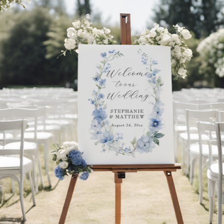 Wildflower Floral Summer Blue And White Wedding Foam Board