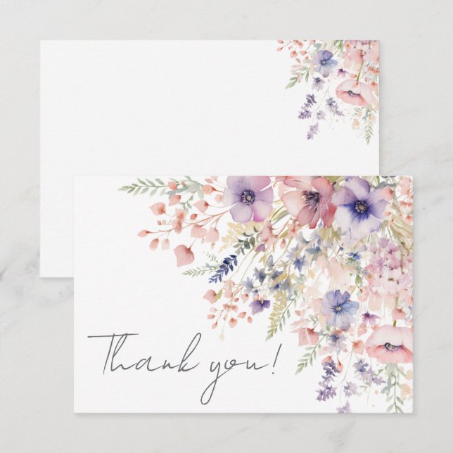 Wildflower Floral Thank You Card (Front/Back)