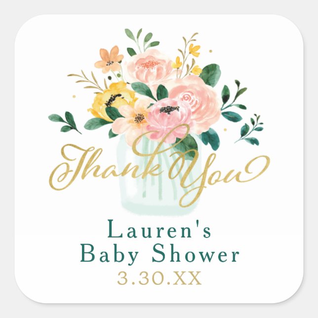 Wildflower Floral Thank You Sticker (Front)