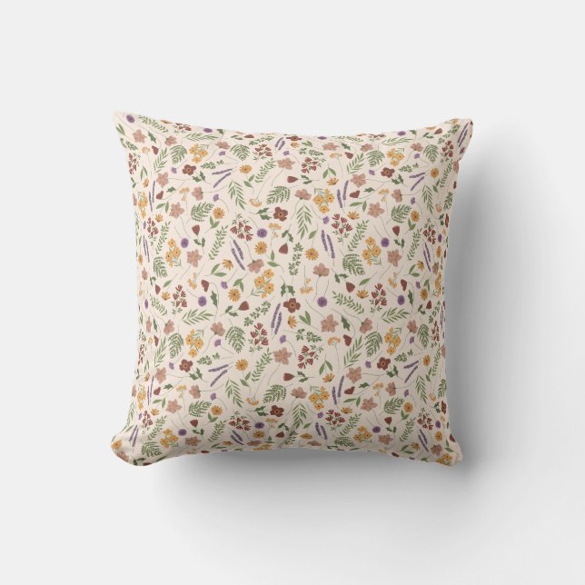 Wildflower Floral  Throw Pillow (Front)