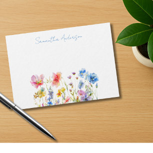 Wildflower Floral Watercolor Personalized Note Card