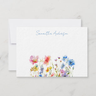 Wildflower Floral Watercolor Personalized Note Card