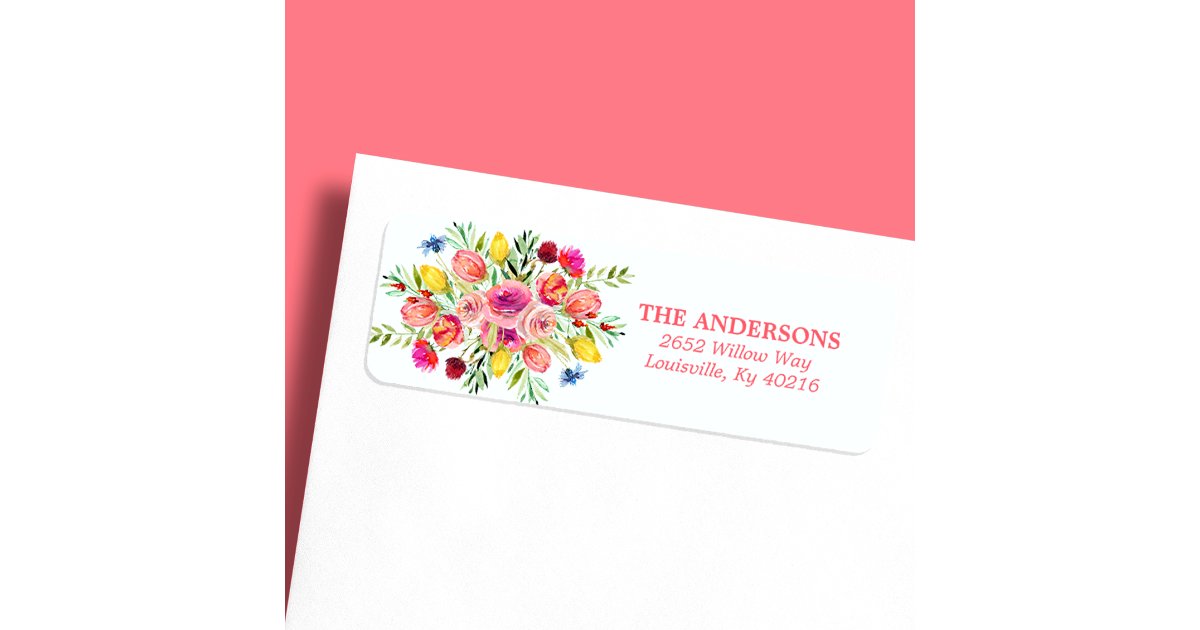 Wildflower Floral Watercolor Return Address Label | Zazzle