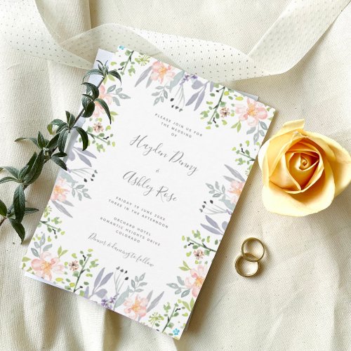 Wildflower floral Watercolor Wedding Invitation