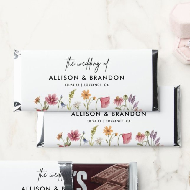 Wildflower Floral Wedding Chocolate Hershey Bar Favors (Creator Uploaded)