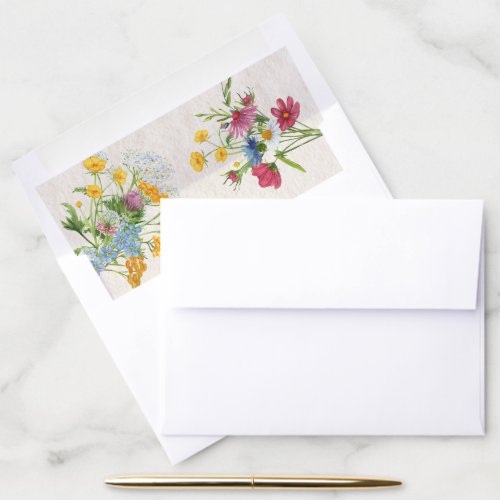 Wildflower Floral Wedding Envelope Liner