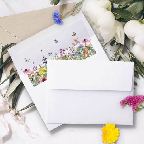 Wildflower Floral Wedding Envelope Liner