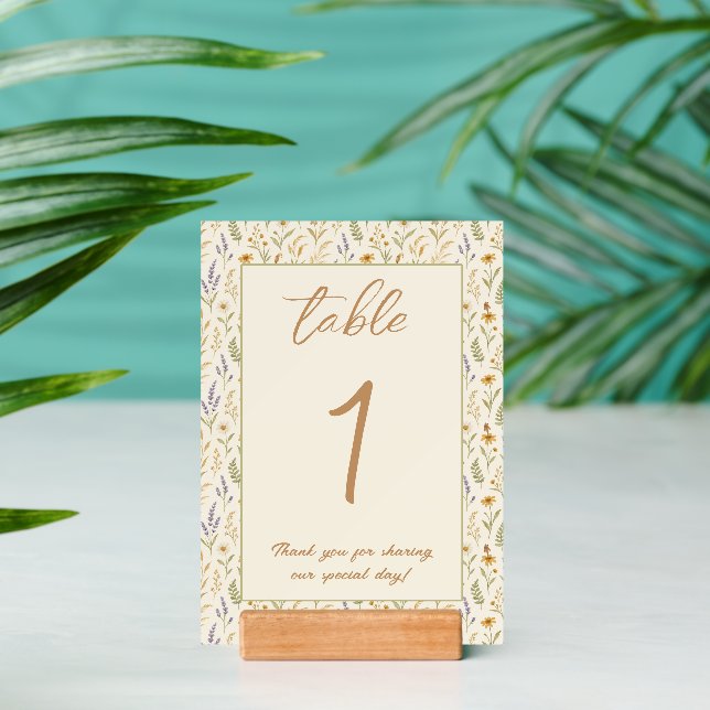 Wildflower Floral Wedding Reception Table Number Holder (Insitu 2 (Back))