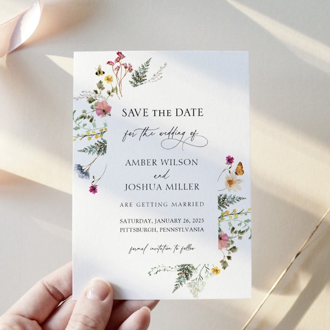 Wildflower Floral Wedding Save the Date Invitation (Creator Uploaded)