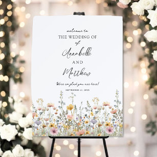 Wildflower Floral Wedding Welcome Sign