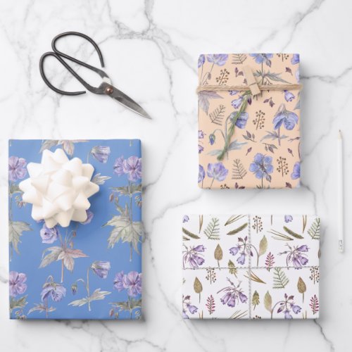 Wildflower Floral Wrapping Paper Sheet Set