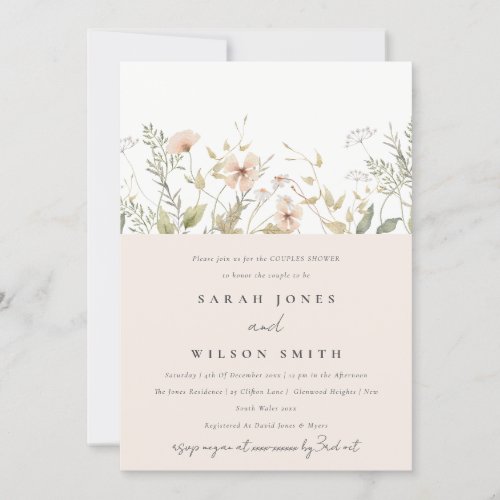 Wildflower Floral Wreath Couples Shower Invite