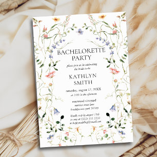 Wildflower Floral Wreath Garden Bachelorette Party Invitation
