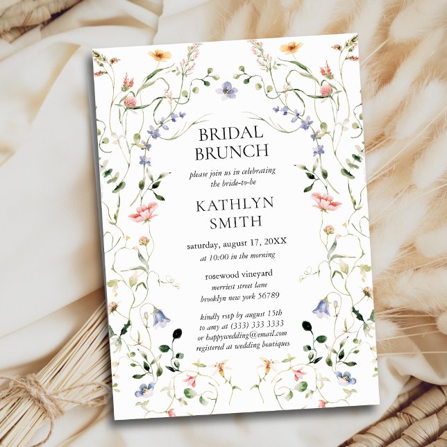 Wildflower Floral Wreath Garden Bridal Brunch Invitation (Creator Uploaded)