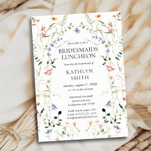 Wildflower Floral Wreath Garden Bridesmaids Lunch Invitation