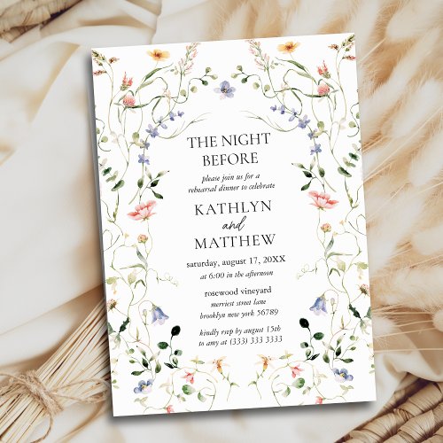 Wildflower Floral Wreath Garden The Night Before Invitation