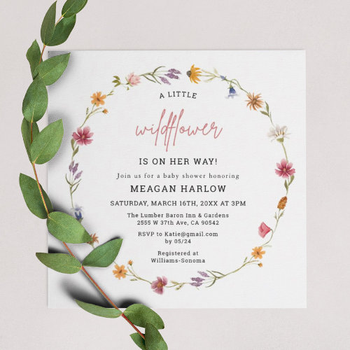 Wildflower Floral Wreath Girl Baby Shower